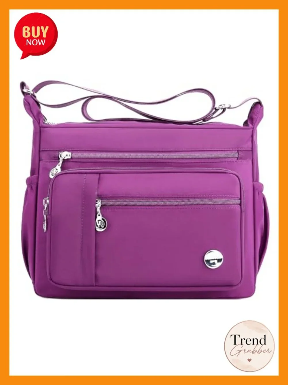 Waterproof Nylon Shoulder Bag Crossbody Purse Multiple Pockets Satchel Tote